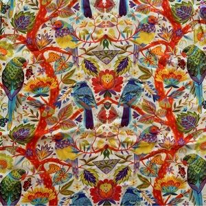 NWOT Sevya Scarf Vibrant Multicolor Bird & Floral Print Fabric 57”x20”